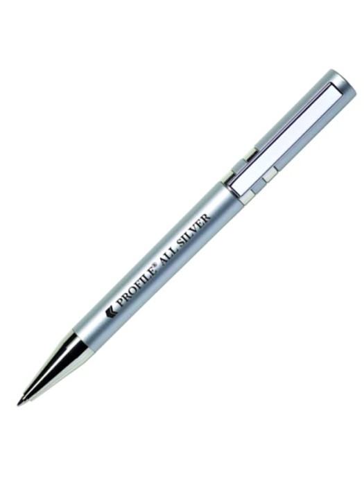 Plastic Pen Profile All Silver Retractable Penswith ink colour Black